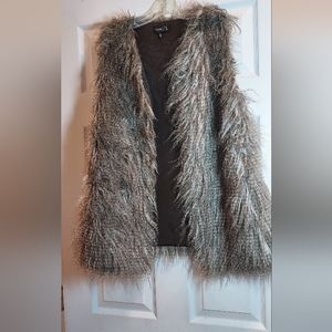 Gray faux fur vest  size XL